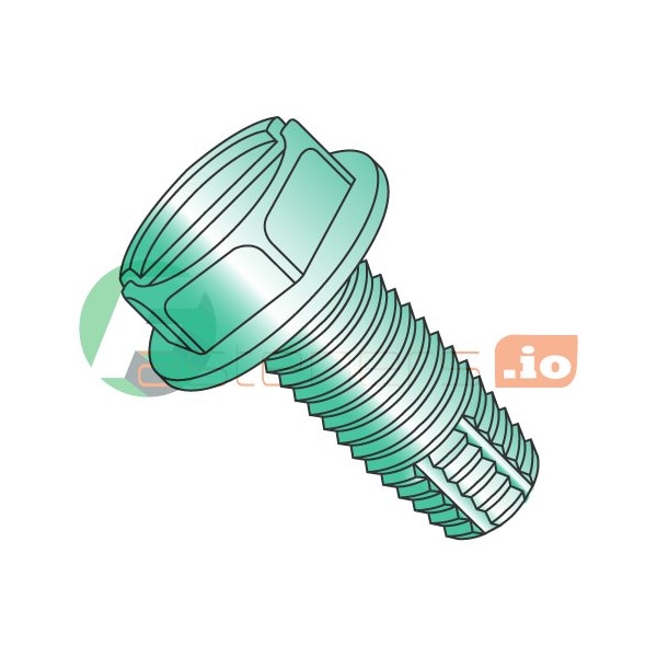 Newport Fasteners Thread Cutting Screw, #10-32 x 1/2 in, Green Zinc Plated Steel Hex Head Slotted Drive, 7000 PK 832771 - main